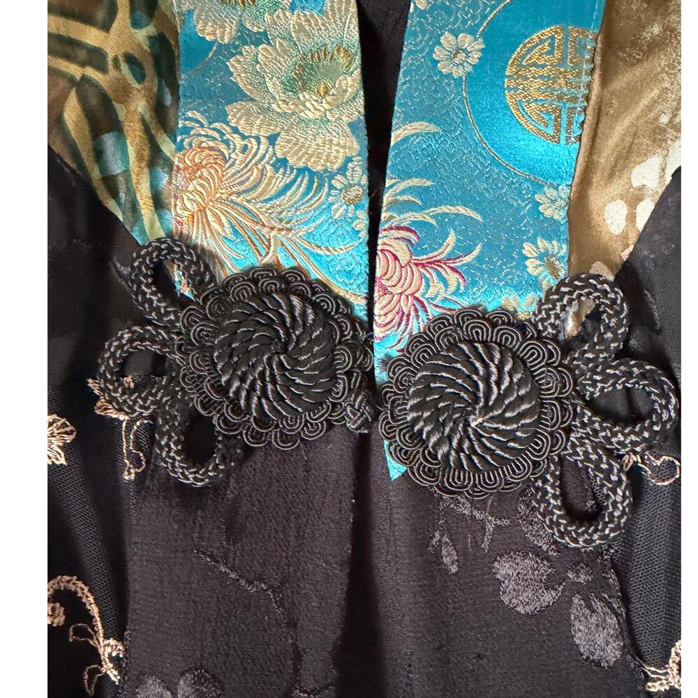 ✨ Boho Patchwork Kimono Jacket / Embroidered Frog… - image 6